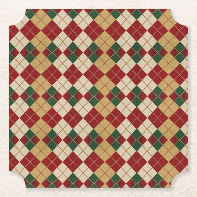 Klassisch, Weihnachten/Winter Argyle-Muster Untersetzer (Vorderseite)