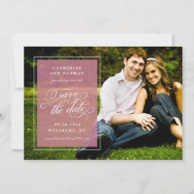 Klassisch Weiß und Rosa Elegante Script Hochzeit