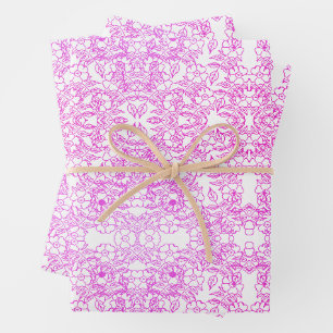 klassisch weiß und rosa Floral Aquarell elegant Geschenkpapier Set