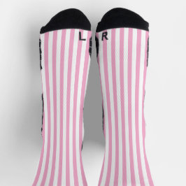 Klassisch Weiße und Sanft Rosa Gestreifte Dekorati Socken