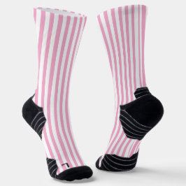 Klassisch Weiße und Sanft Rosa Gestreifte Dekorati Socken