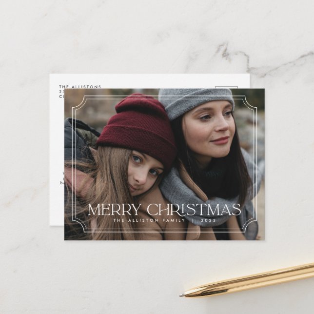 Klassisch zeitlos frohe Weihnachtsfeiertage Postka Feiertagspostkarte (Vorderseite/Rückseite Beispiel)