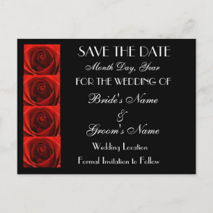 Klassische 4 Rote Rosen Save the Date Hochzeitspos Ankündigungspostkarte