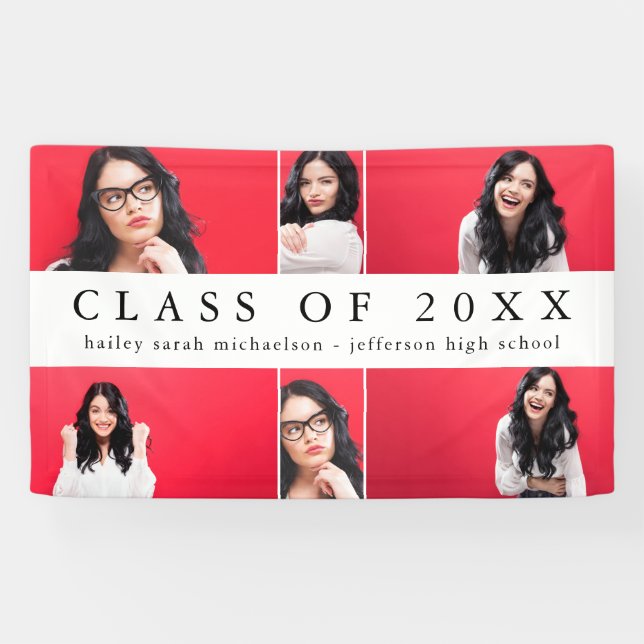 Klassische Abschluss-FotoCollage mit dem Namen Sch Banner (Horizontal)