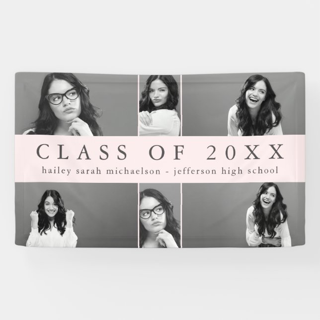 Klassische Abschluss-FotoCollage mit Namensfarbe Banner (Horizontal)