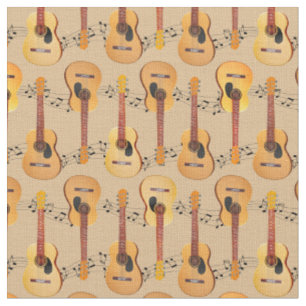 Klassische akustische Gitarren-Musiknoten Stoff