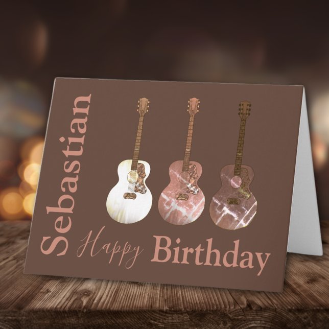 Klassische akustische Gitarren Rustikale Personali Karte (Rustic acoustic guitar personalized happy birthday greetings card for guitarists musicians and music)