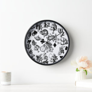 Klassische Alice-Abenteuer in Wunderland-Figuren Uhr