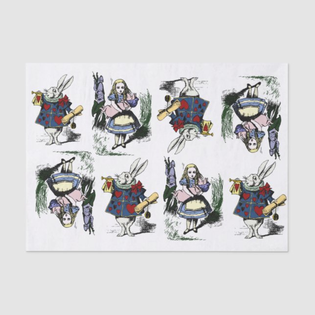Klassische Alice im Wunderland u. weißes Kaninchen Seidenpapier (Vorderseite)