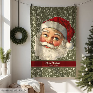 Klassische Alte Zeit Santa Blanket mit roten Akzen Fleecedecke