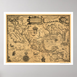 Klassische Amerika-Karte 1600 Poster