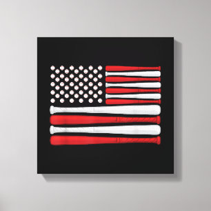 Klassische amerikanische Baseballflagge - Vintage Leinwanddruck