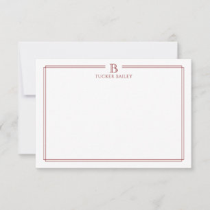 Klassische Anfangsmonogramm-rote Randkorrespondenz Mitteilungskarte
