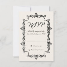 Klassische antike Elfenbein-RSVP-Karte mit aufwend