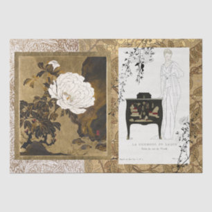 Klassische antike Lacquered Commode & Screen Art Seidenpapier