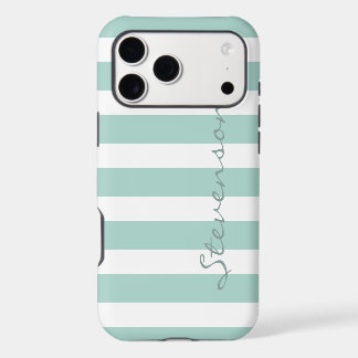 Klassische Aqua-Minze Stripes das mit Monogramm
