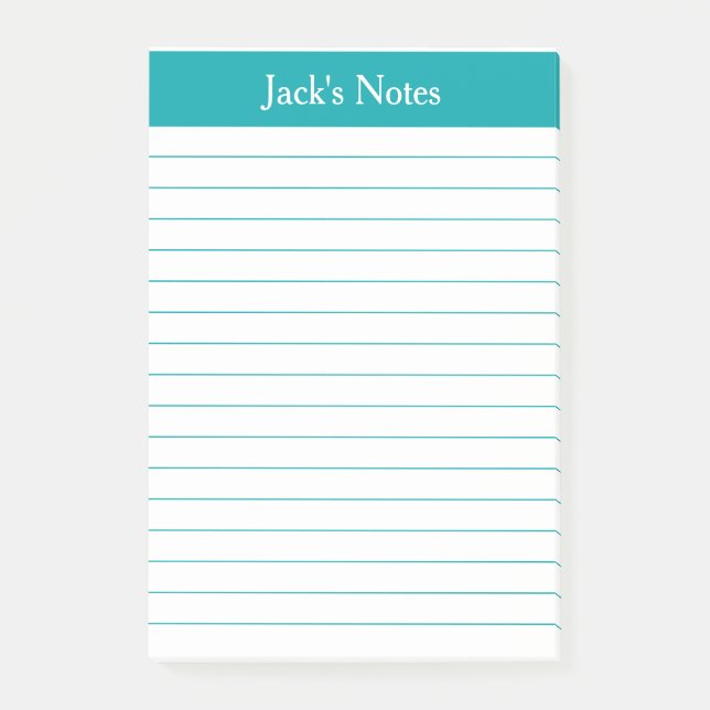 Klassische Aquamarine Linde Personalisiert Post-it Klebezettel (Vorderseite)