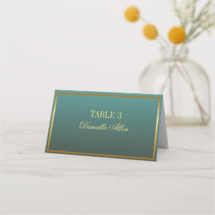 Klassische Aquamarine und goldene Platzkarte für H