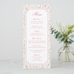 Klassische Aquarell-Blumen-Hochzeitsmenü Save The Date