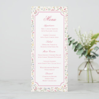 Klassische Aquarell-Blumen-Hochzeitsmenü Save The Date