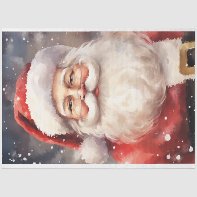 Klassische Aquarellbilder Der Weihnachtsmann läche Seidenpapier (Vorderseite)