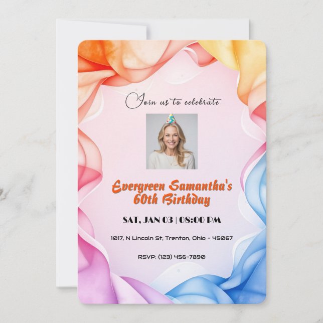 Klassische Aquarellbilder Geburtstag Personalisier Einladung (Vorderseite)