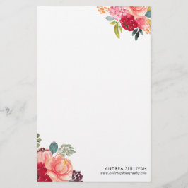 Klassische Aquarellfarben-Blume Personalisiert Sta Briefpapier