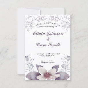 Klassische Aquarellflorale Hochzeit Einladung
