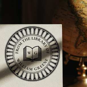 Klassische Architektur Holzmonogramm Ex Libris Gummistempel