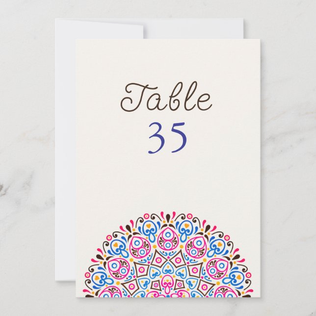 Klassische Art Deco Mandala Hochzeit Tischnummer (Vorderseite)