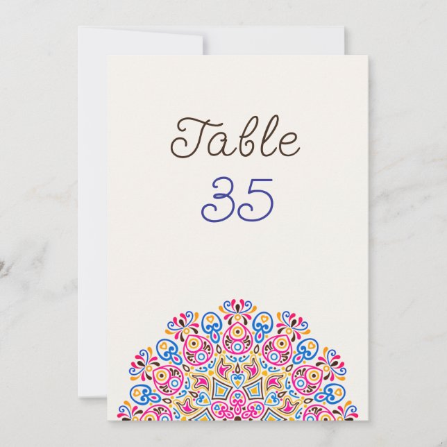 Klassische Art Deco Mandala Hochzeit Tischnummer (Vorderseite)