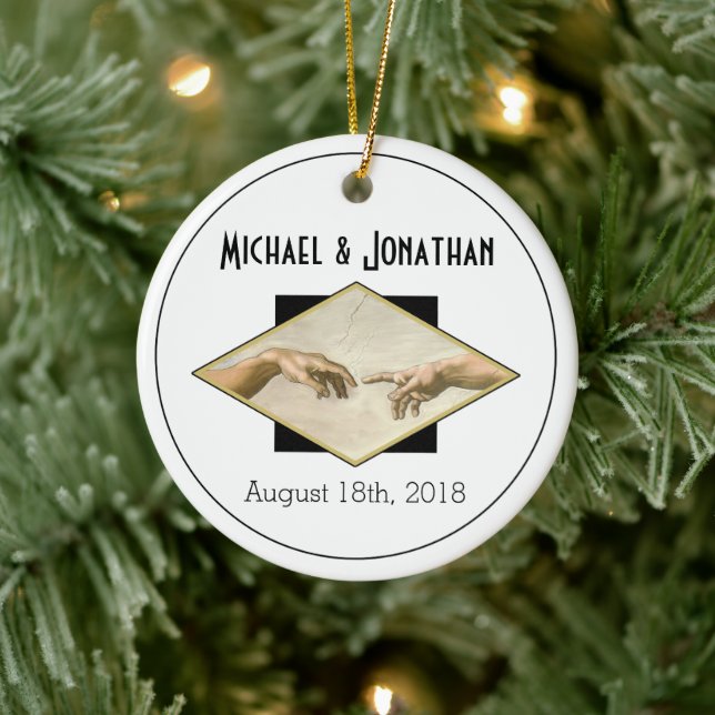 Klassische Art Gay Wedding Keepake Keramik Ornament (Baum)