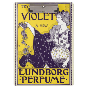 Klassische Art Nouveau Frau Lila Blumen Kunstwerk Klemmbrett