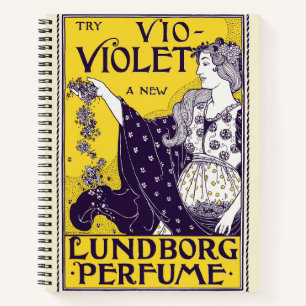 Klassische Art Nouveau Frau Lila Blumen Kunstwerk Notizbuch