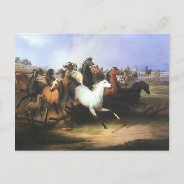 Klassische Art Running Pferde Postkarte (Vorderseite)