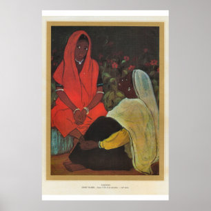 Klassische asiatische Kunst Pakistan, Mädchen mit Poster