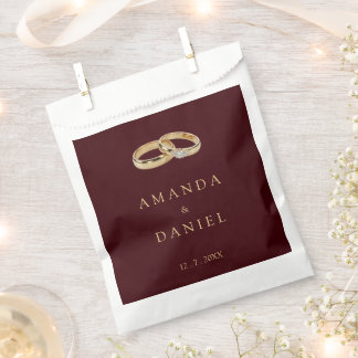 Klassische Auburn-Braun- und Gold-Hochzeitsringe Geschenktütchen