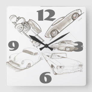 Klassische Auto-Wanduhr Quadratische Wanduhr