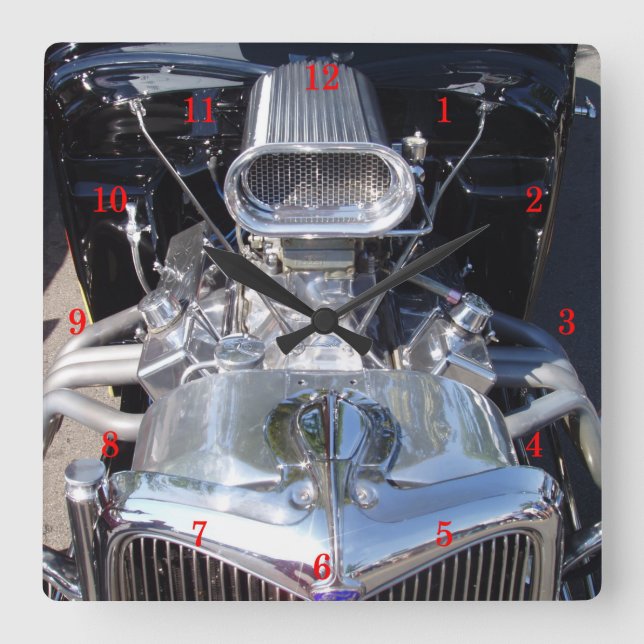 Klassische Automobil-Wall-Uhr Quadratische Wanduhr (Vorderseite)