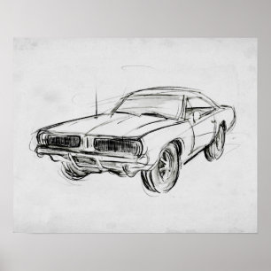 Klassische Automobilskizze IV Poster