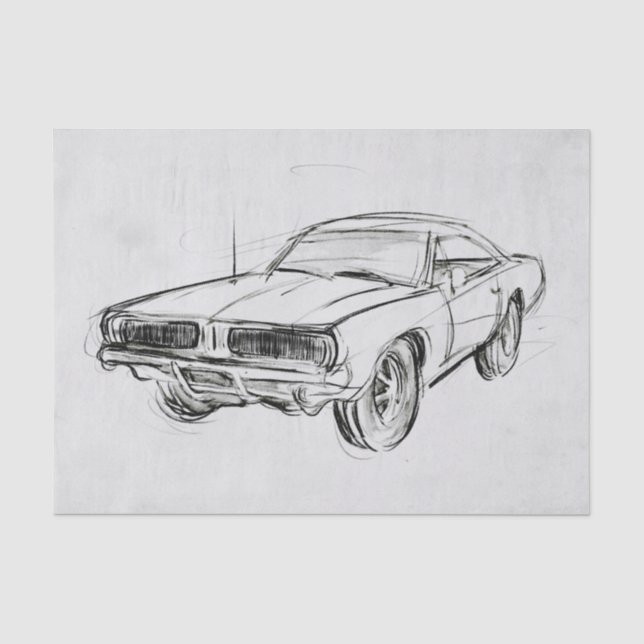 Klassische Automobilskizze IV Seidenpapier (Vorderseite)