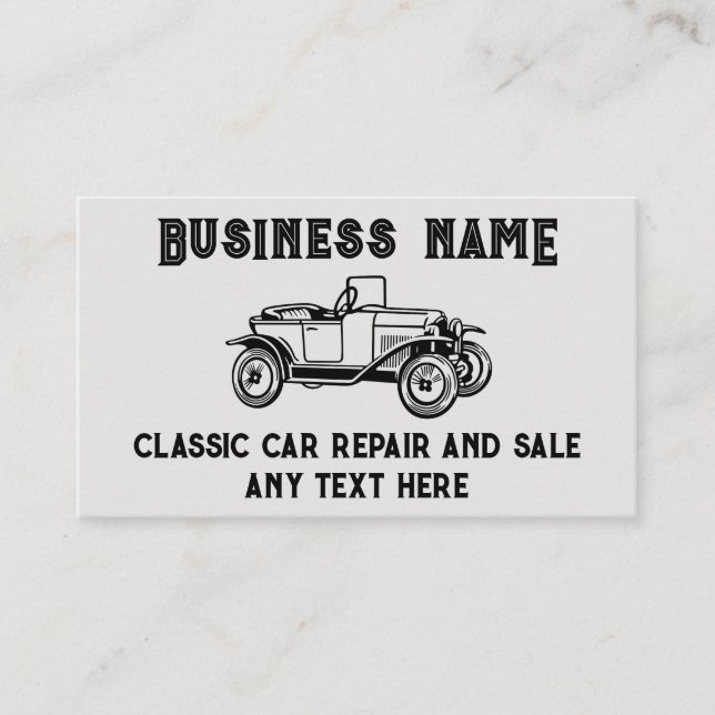 Klassische Autoreparatur und Vintage Visitenkarte (Vorderseite)