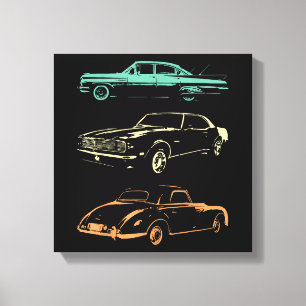 Klassische Autos - 80er & 90er Grafik Retro Leinwanddruck