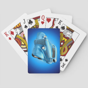 Klassische Autos, die Karten spielen. Spielkarten