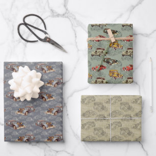 Klassische Autos Geschenkpapier Set