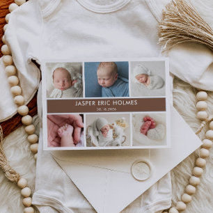 Klassische Baby-Fotocollage-Ankündigungskarte im C Einladung