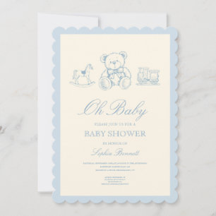 Klassische Baby-Party mit blauen Teddybär im Paste Einladung