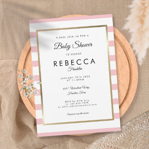 Klassische Baby-Rosa-Streifen-Baby-Party / Sprinkl Einladung