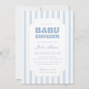 Klassische Baby Shower Einladung in Pulverblau mit