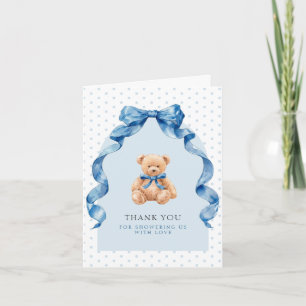 Klassische Babyparty Blaues Teddybärchen Dankeskarte